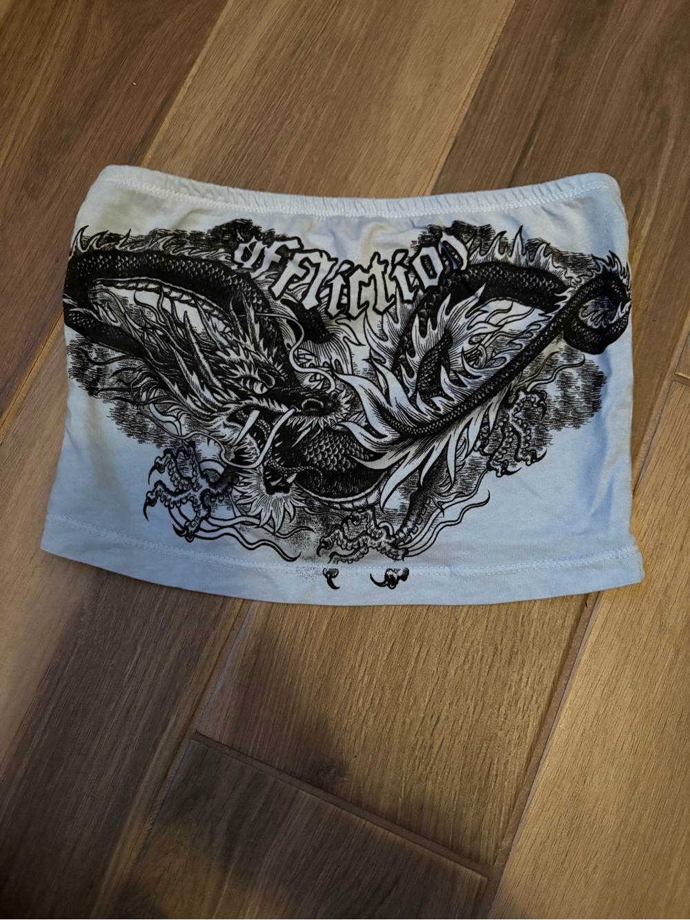affliction Style Dragon Tube Top - White with Black Graphic